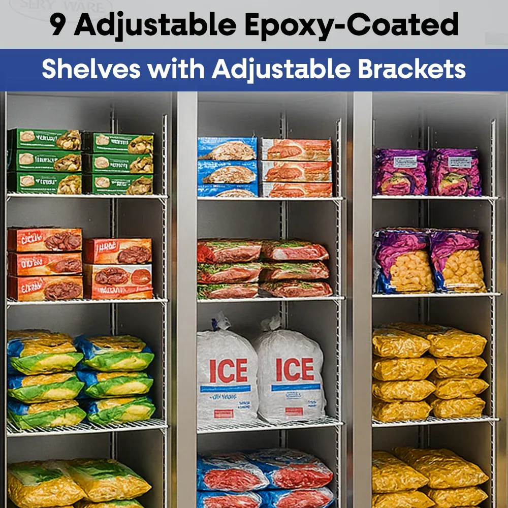 Serv-Ware RF3-HC 81" Reach-In Freezer, 3 Solid Doors, Stainless Steel, 230v/1ph, 72 cu.ft.