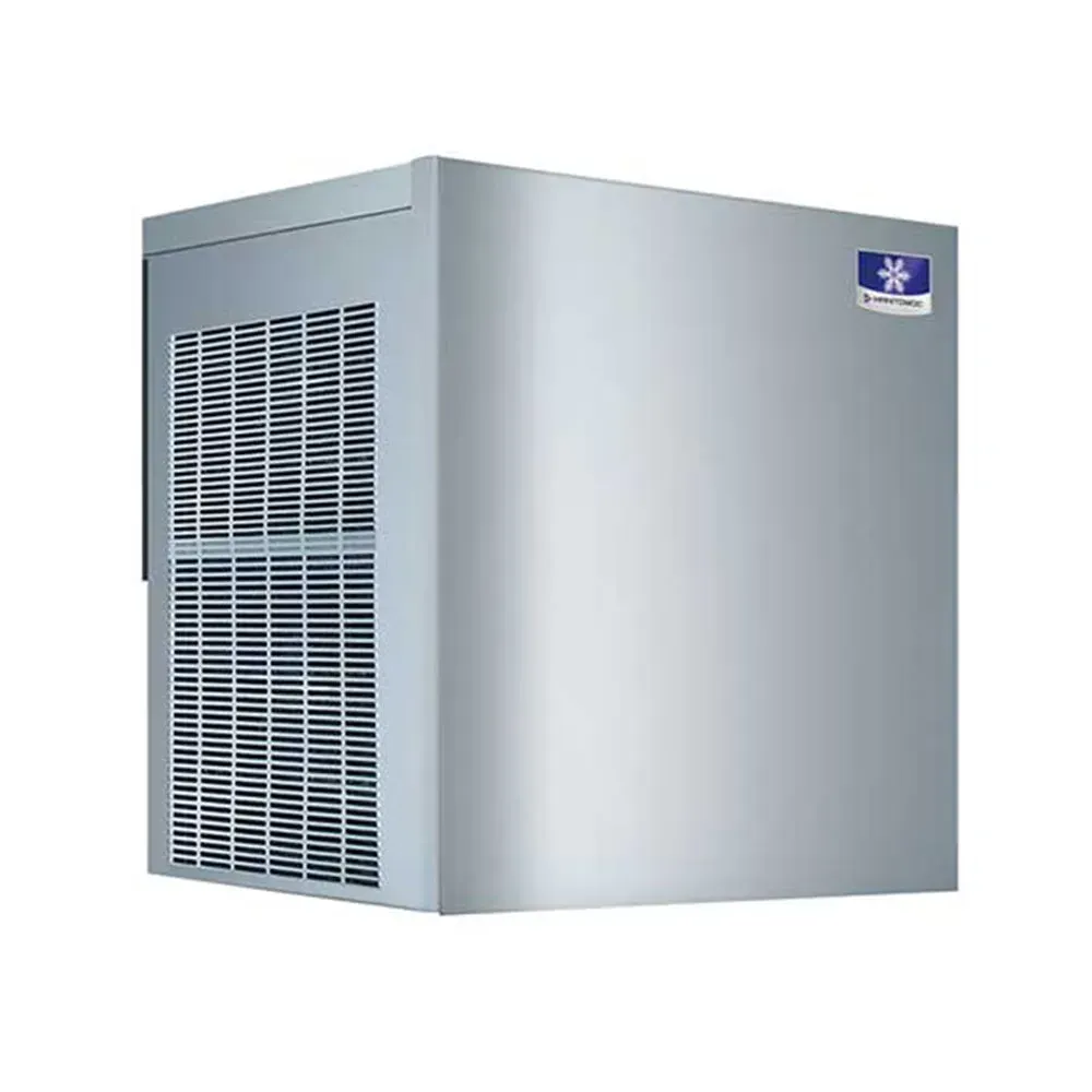 Manitowoc industrial water cooled flake ice machine with stainless steel housing designed for commercial kitchen and food processing applications.