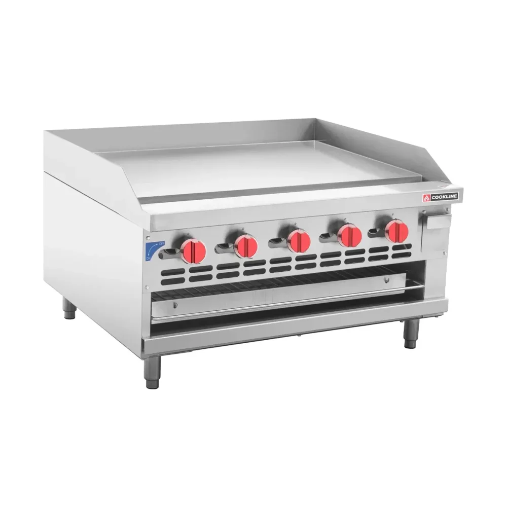 Cookline 36" Countertop Gas Raised Griddle Broiler Combo, 5 Burners, Manual, 90,000 BTU - Convertible