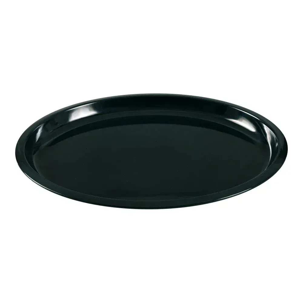 Yanco black melamine Rome turkey platter, durable and practical, perfect for serving roasted meats, poultry, or large dishes in restaurants and cafes.