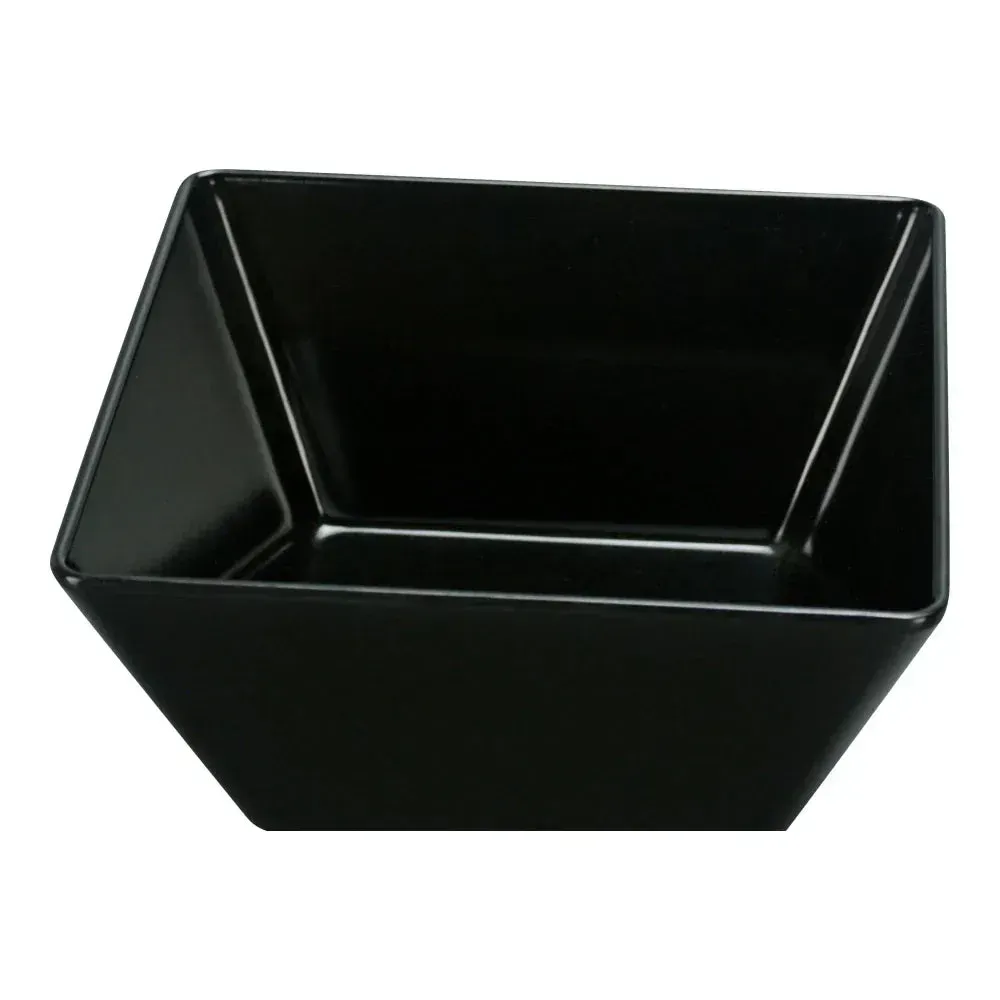 Yanco black melamine square Rome salad bowl, durable and elegant, ideal for serving salads, sides, or main dishes in restaurants and cafes.