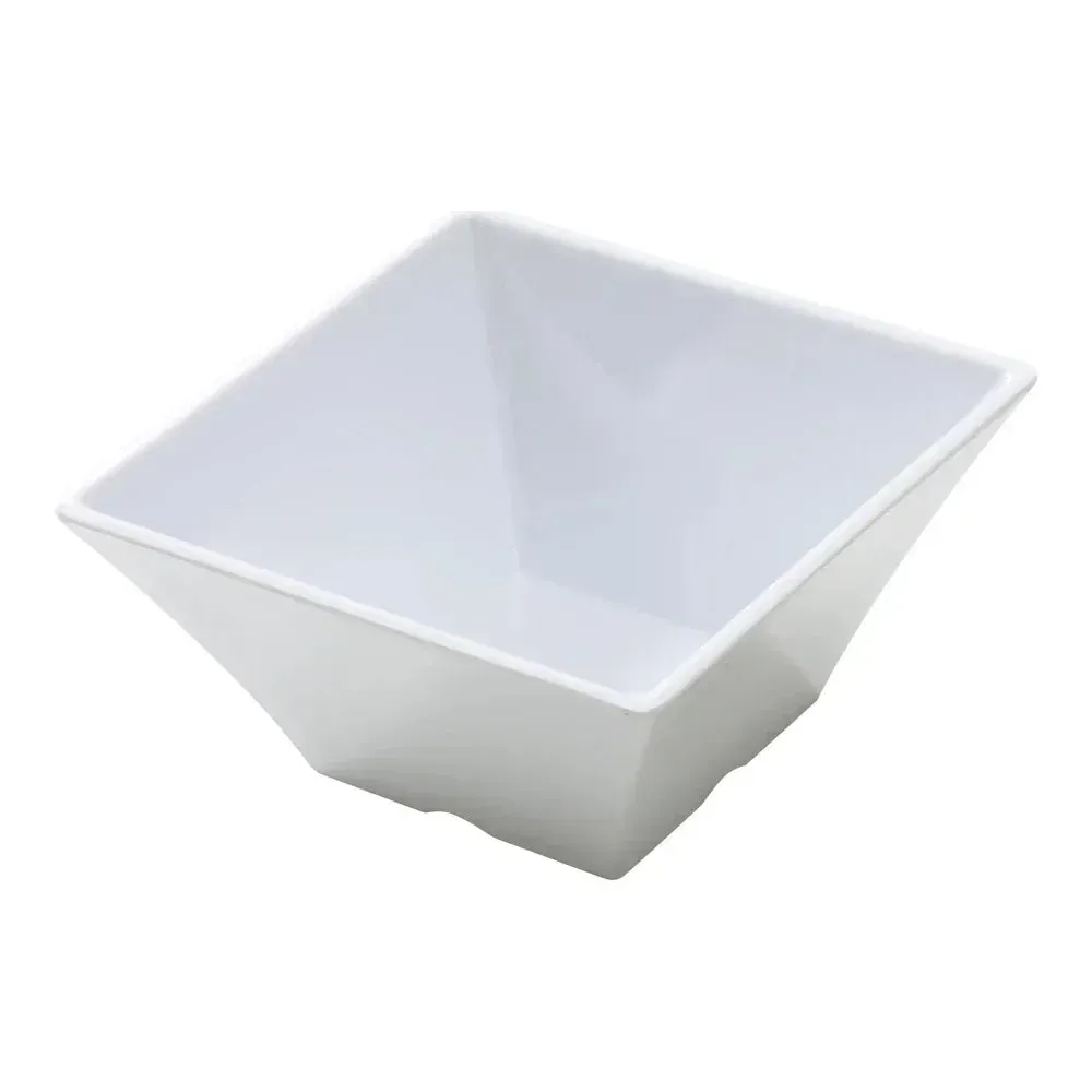 Yanco white melamine square Rome salad bowl, durable and stylish, ideal for serving salads, pasta, or side dishes in restaurants and cafes.