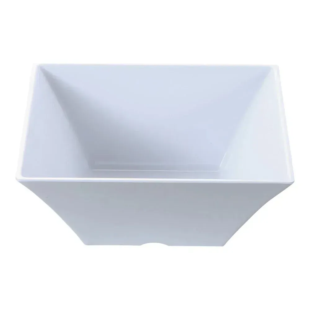 Yanco white melamine square Rome bowl, versatile and practical, perfect for serving salads, pasta, or side dishes in restaurants and cafes.