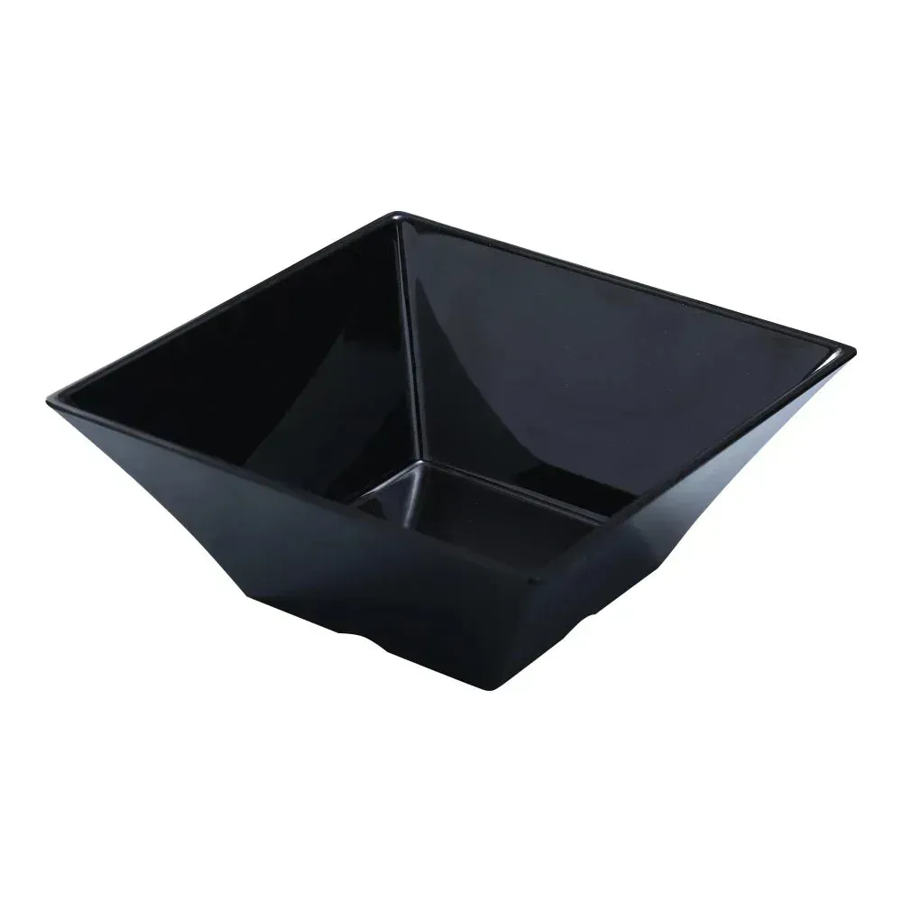 Yanco black melamine square Rome bowl, sturdy and versatile, ideal for serving salads, soups, or sides in restaurants and cafes.
