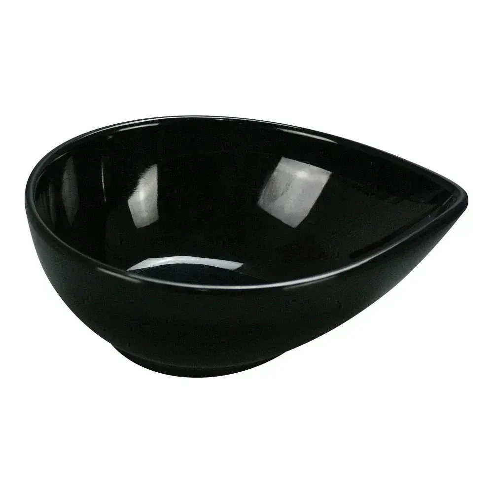 Yanco China black melamine water drop Rome bowl with sleek finish, ideal for dramatic pasta, salad, or modern plated presentations.