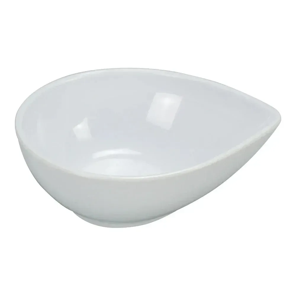 Yanco China white melamine water drop Rome bowl with crisp finish, perfect for elegant pasta, salad, or refined plated presentations.