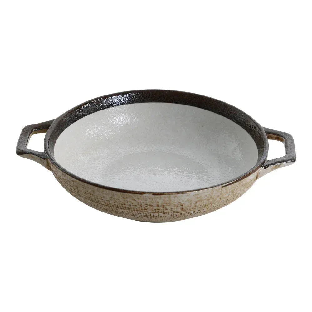 Yanco two-tone bowl with handle, durable and versatile, perfect for serving soups, pasta, or side dishes in restaurants and cafes.