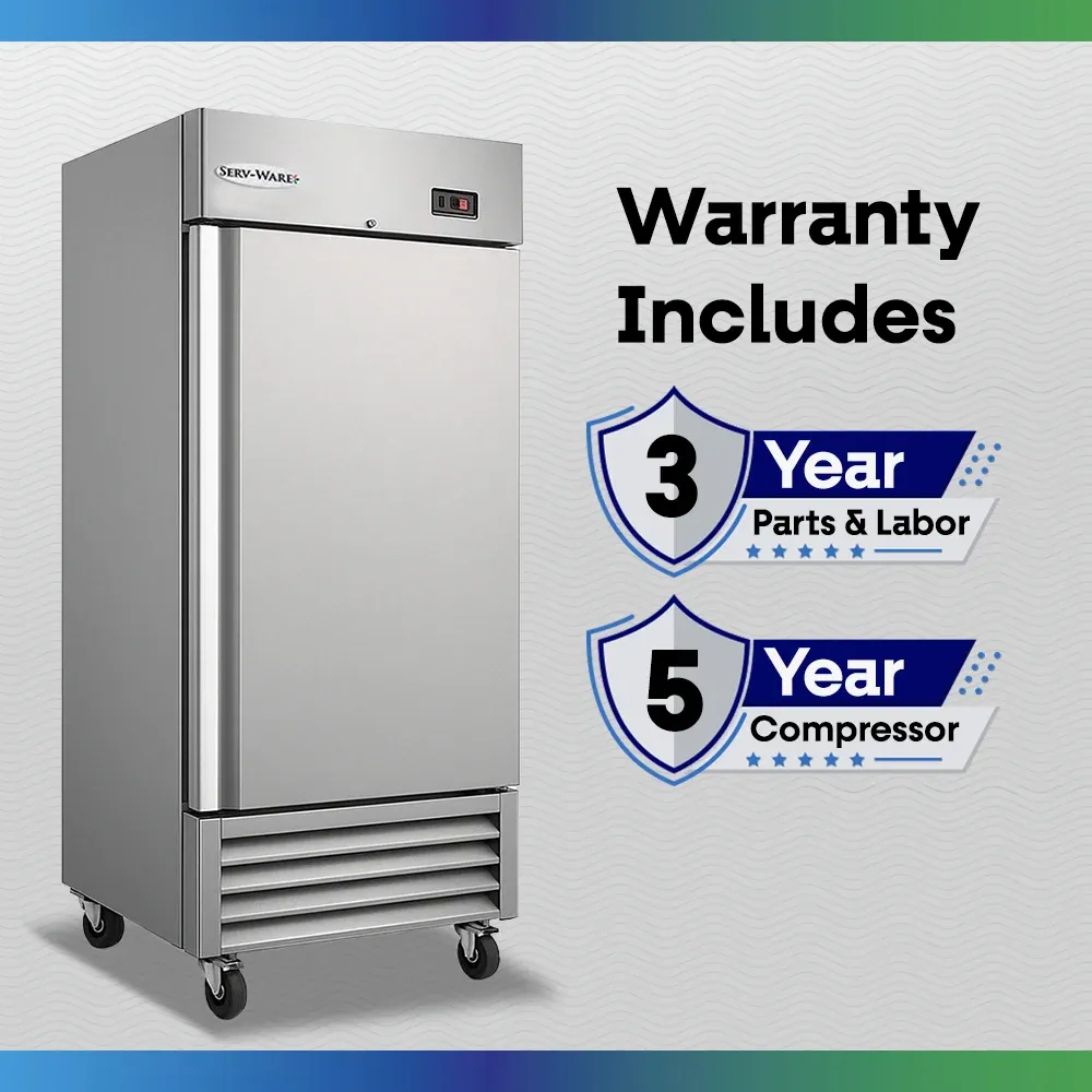 Serv-Ware RR1-HC 27" Reach-In Refrigerator, 1 Solid Door, Stainless Steel, 23 cu.ft., 115v/1ph