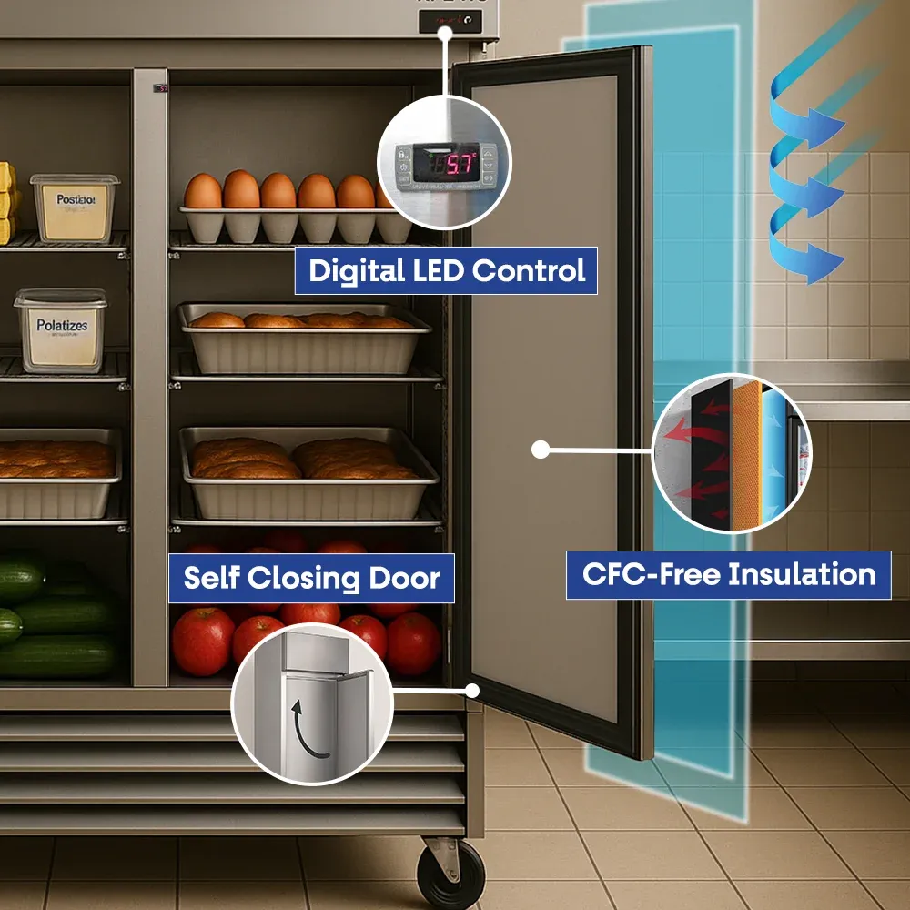 Serv-Ware RR2-HC 54" Reach-In Refrigerator, 2 Doors, Stainless Steel, 49 cu.ft., 115v/1ph