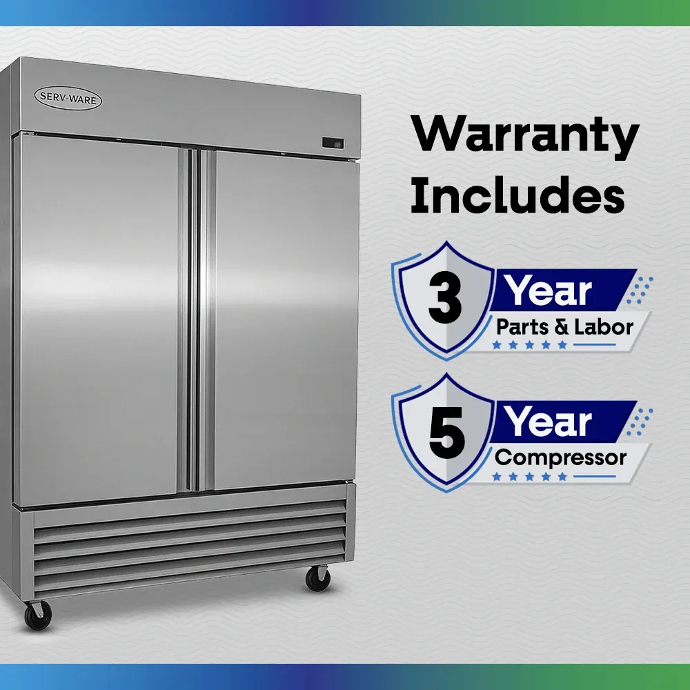 Serv-Ware RR2-HC 54" Reach-In Refrigerator, 2 Doors, Stainless Steel, 49 cu.ft., 115v/1ph