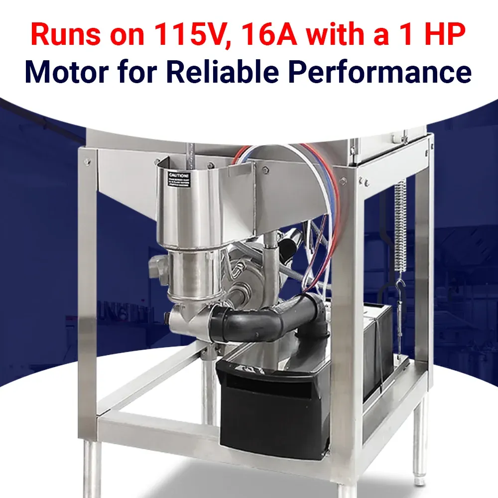 single-rack upright low-temp CMA dishwasher fits pots, trays, and pans in compact kitchen spacesideal for glassware and cookware cleaning.