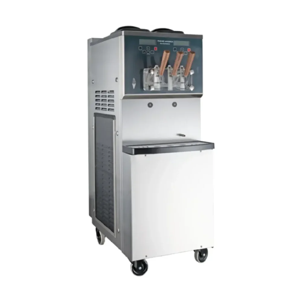 Pasmo America S970F-TLA4 Soft Serve Freezer, 2+1 Twist Flavors, Air Cooled, Floor Model, Gravity Fed, 55 L/Hr, 220V
