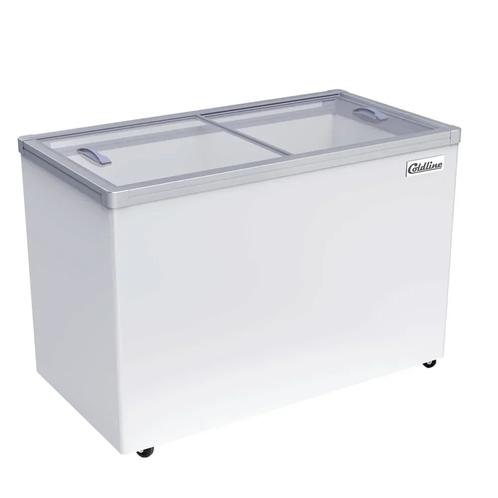 Coldline 46" Ice Cream Freezer, 11 Cu. Ft, Flat Glass Top, 3 Baskets, 1 Year Warranty