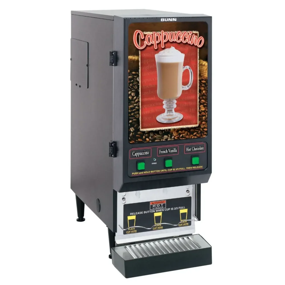 Bunn FMD-3 Fresh Mix Hot Powdered Drink Machine, 3 Hoppers, Cafe Display, 120V