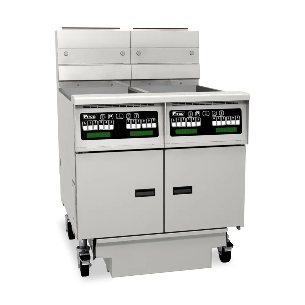 Pitco SG14RS-2FD Gas Fryer with (2) 50 lb Vats, Floor Model, Natural Gas