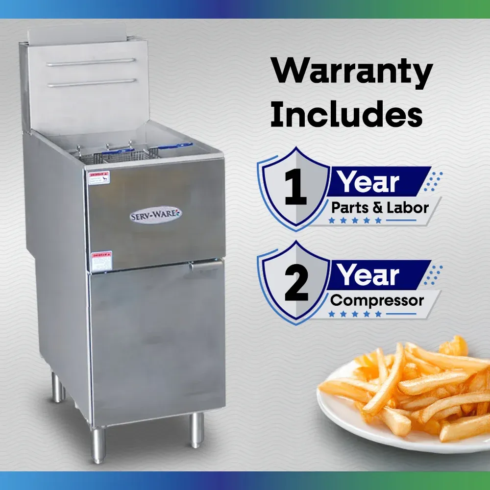 Serv-Ware SGF-40L 16" Commercial Fryer, 3 Tube, Stainless Steel, LPG Gas, 30,000 BTU/H