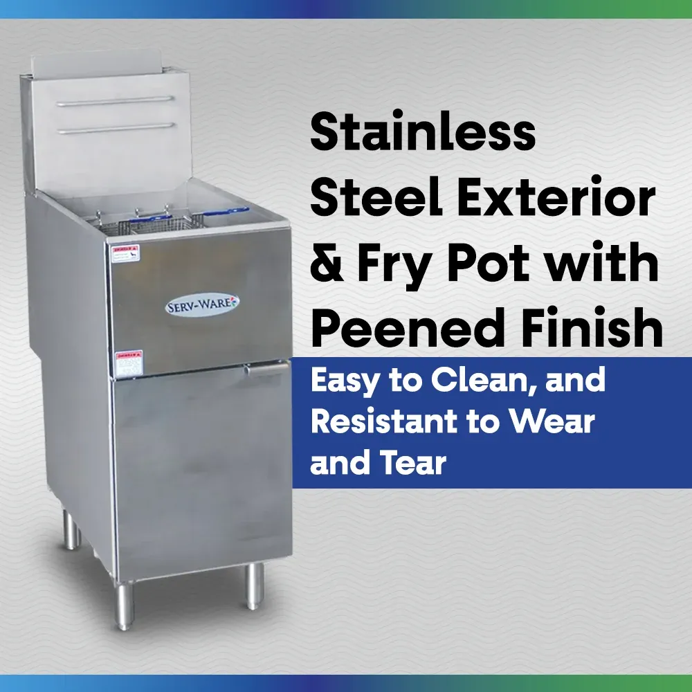 Serv-Ware SGF-40N 15.5" Commercial Fryer, 3 Tube, Stainless Steel, Natural Gas, 30,000 BTU/H