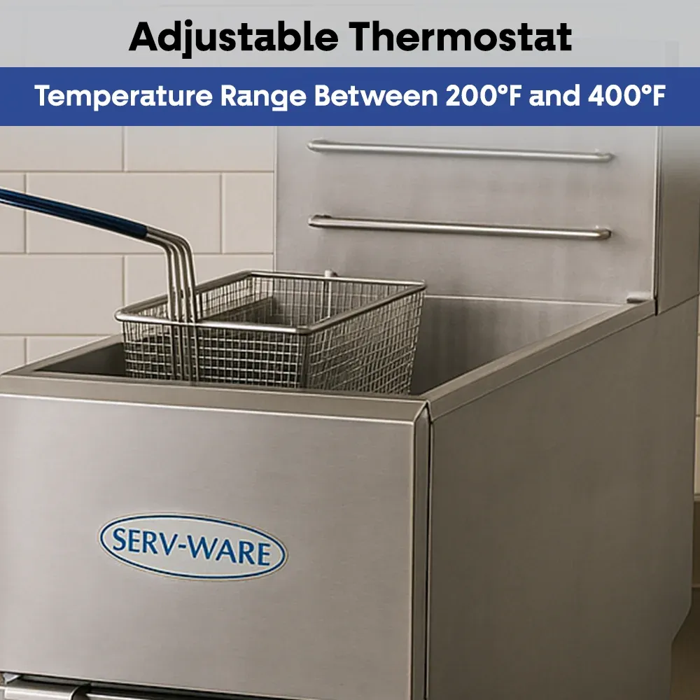 Serv-Ware SGF-40N 15.5" Commercial Fryer, 3 Tube, Stainless Steel, Natural Gas, 30,000 BTU/H