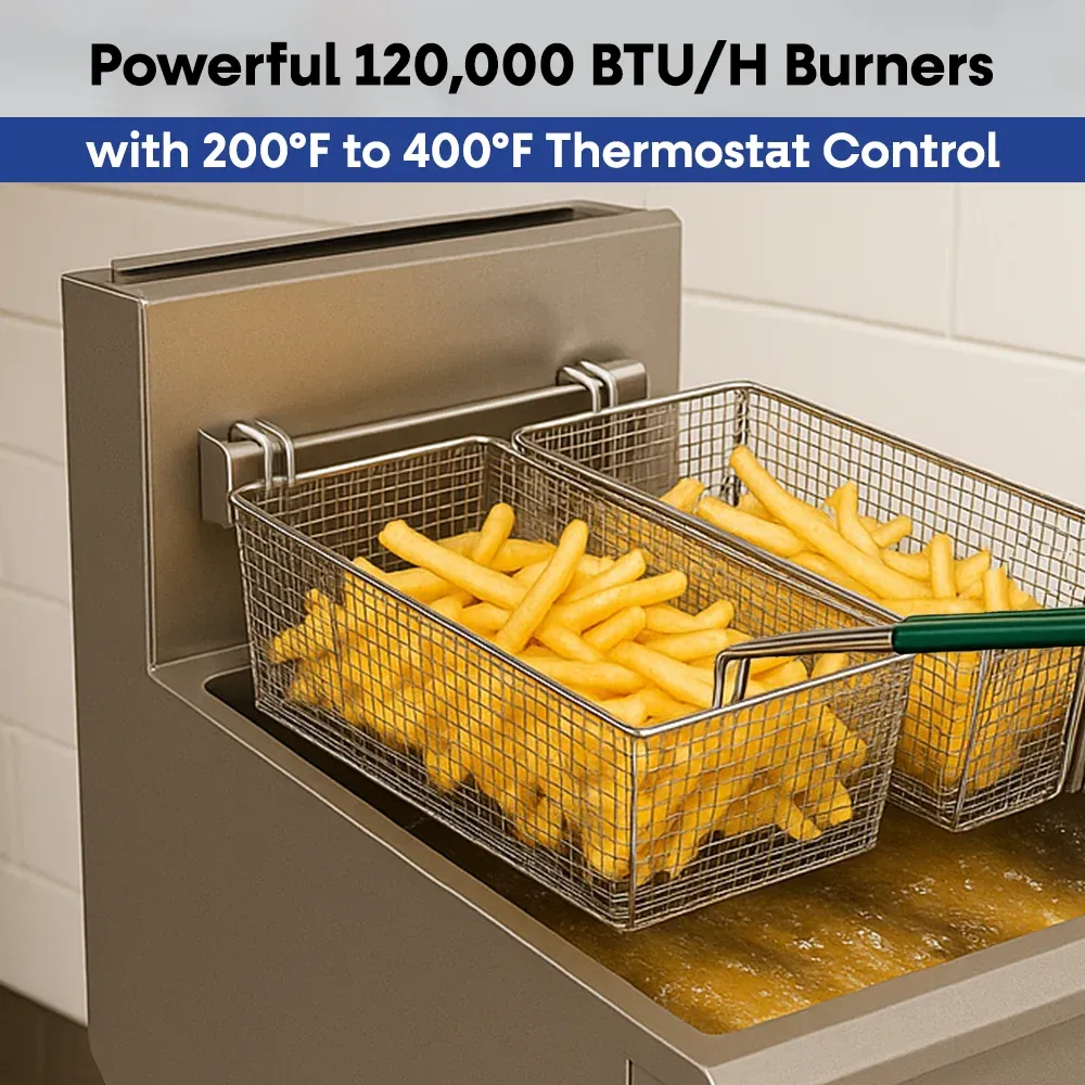 Serv-Ware SGF-50L 16" Commercial Fryer, 4 Tube, Stainless Steel, LPG Gas, 120,000 BTU/H