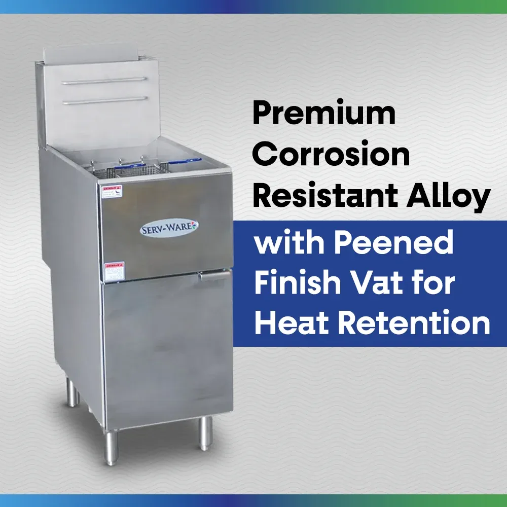 Serv-Ware SGF-50L 16" Commercial Fryer, 4 Tube, Stainless Steel, LPG Gas, 120,000 BTU/H