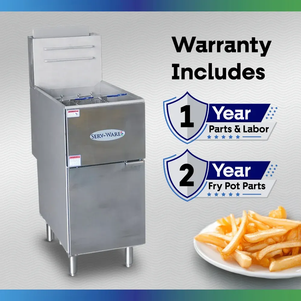 Serv-Ware SGF-50L 16" Commercial Fryer, 4 Tube, Stainless Steel, LPG Gas, 120,000 BTU/H