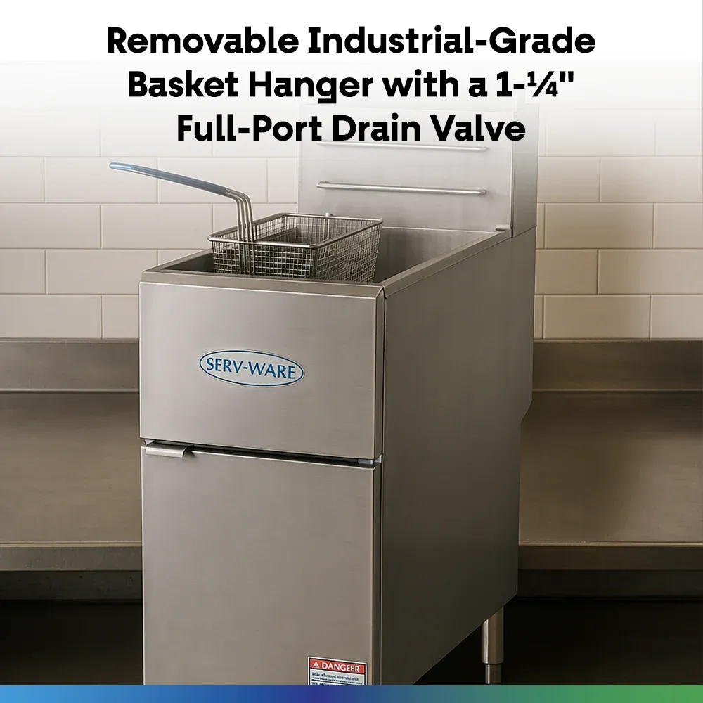 Serv-Ware SGF-50L 16" Commercial Fryer, 4 Tube, Stainless Steel, LPG Gas, 120,000 BTU/H