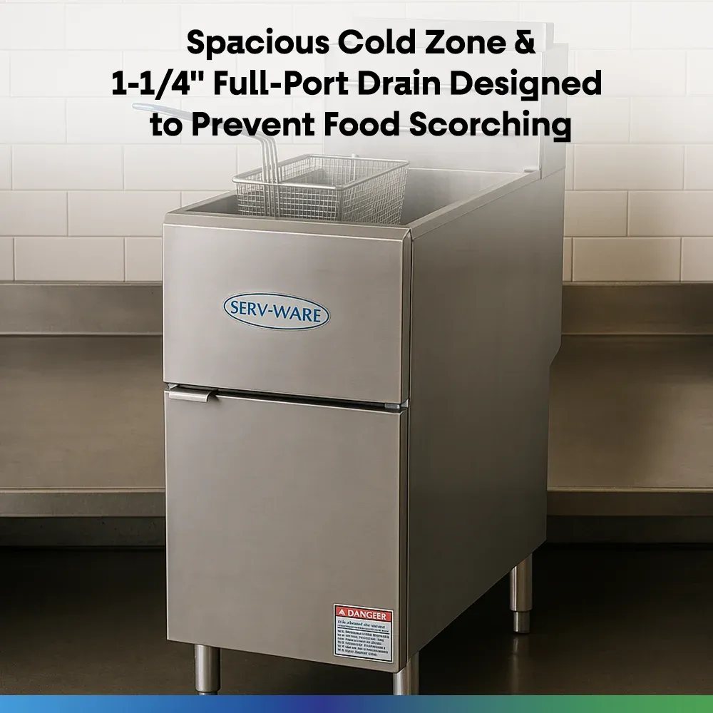 Serv-Ware SGF-50N 16" Commercial Fryer, 4 Tube, Stainless Steel, Natural Gas, 120,000 BTU/H