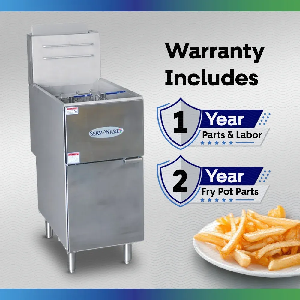Serv-Ware SGF-50N 16" Commercial Fryer, 4 Tube, Stainless Steel, Natural Gas, 120,000 BTU/H