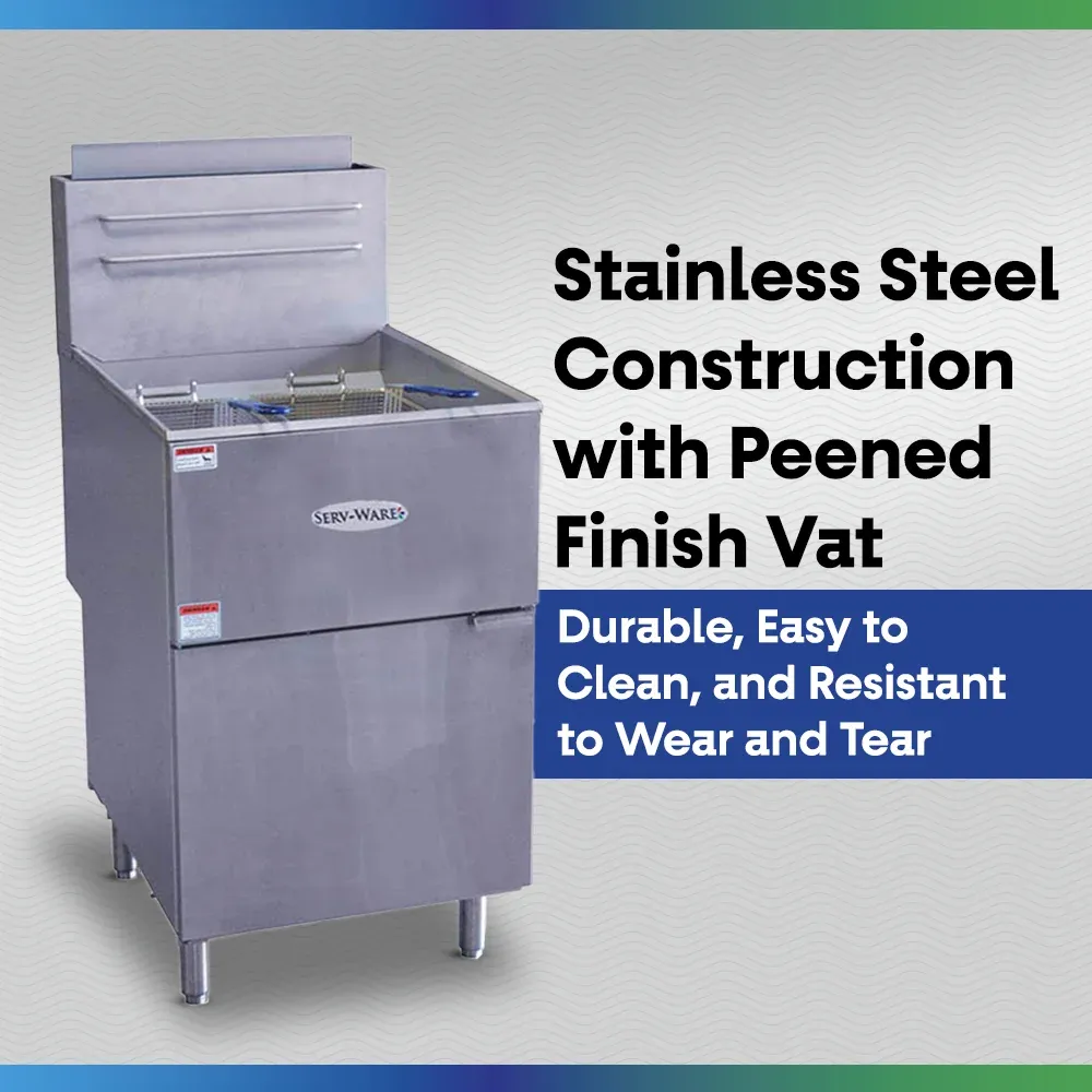 Serv-Ware SGF-70N 21" Commercial Fryer, 5 Tube, Stainless Steel, Natural Gas, 30,000 BTU/H