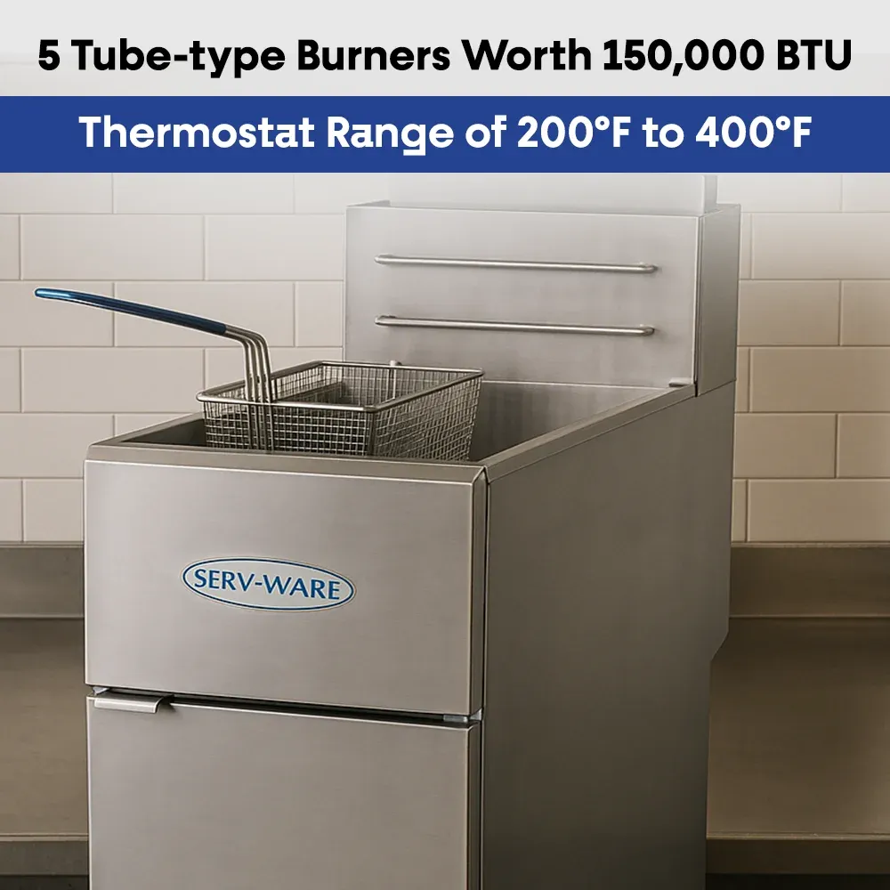 Serv-Ware SGF-70N 21" Commercial Fryer, 5 Tube, Stainless Steel, Natural Gas, 30,000 BTU/H