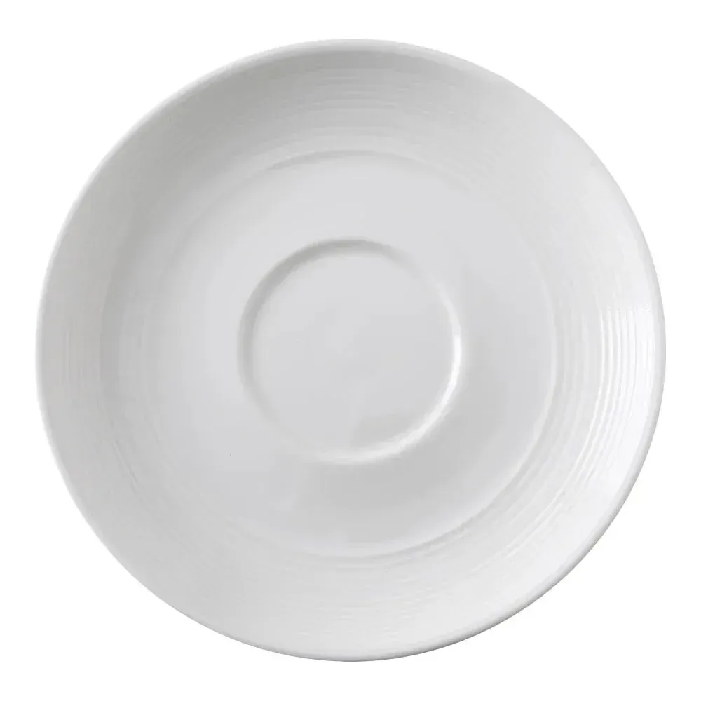 Yanco China white chinaware saucer set elegant and durable, perfect for pairing with coffee cups in a timeless, classic dining setting.