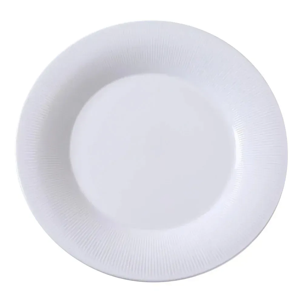 Yanco China timeless white round dinner plate perfect for serving entrees, offering ample space with a classic design for any meal setting.