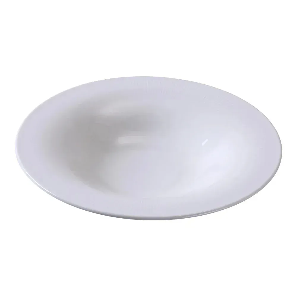 Yanco China practical white pasta and salad bowl versatile for many dishes, offering style, durability, and ease for everyday dining.