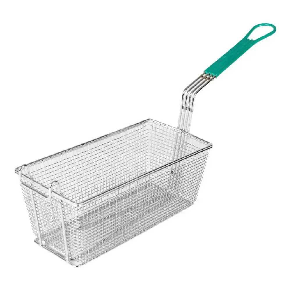 Thunder Group SLFB004 Fryer Basket with Coated Handle, Front Hook, 13" x 6 5/8" x 5 1/8"