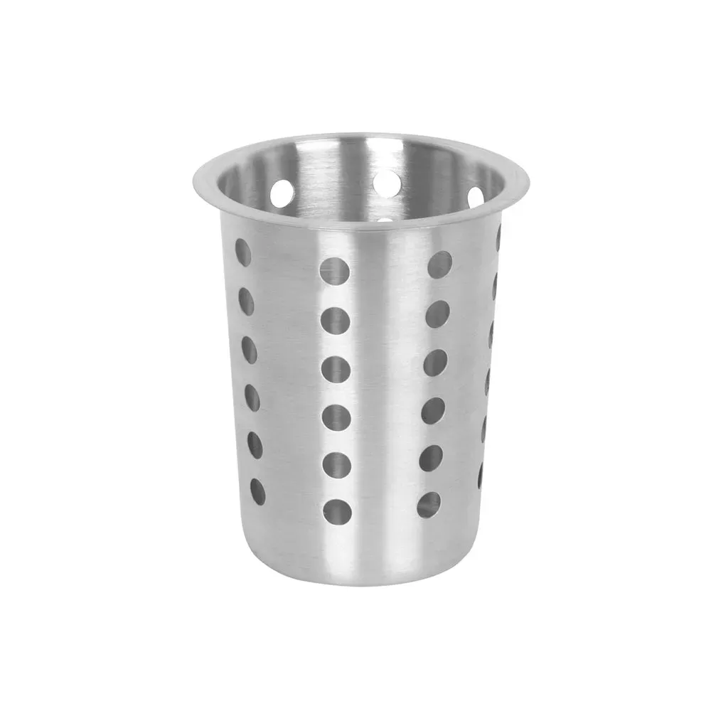 Thunder Group SLFC001 4 1/2" Round Perforated Flatware Cylinder - 5 1/2"H, Stainless  Steel