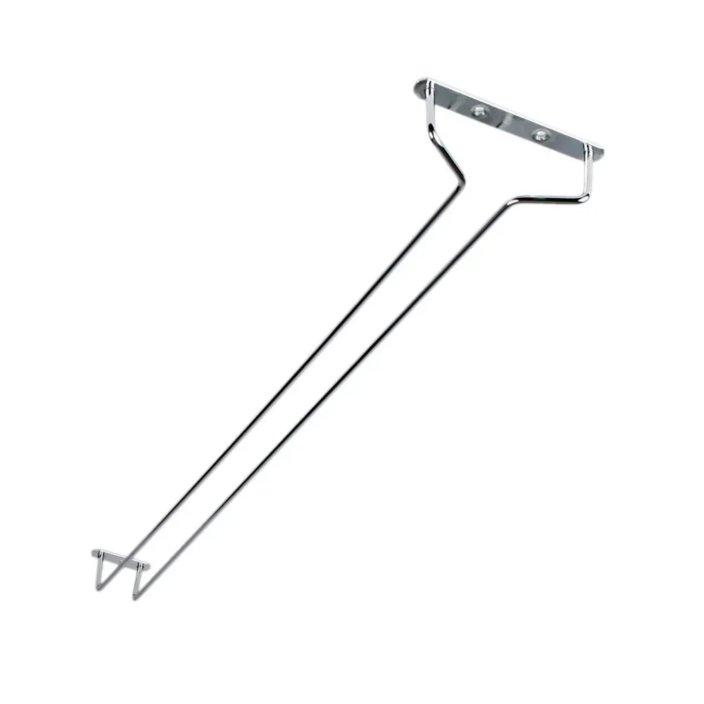 Long chrome plated wire glass hanger by Thunder Group, a space saving solution for storing and displaying stemware in a bar or restaurant.