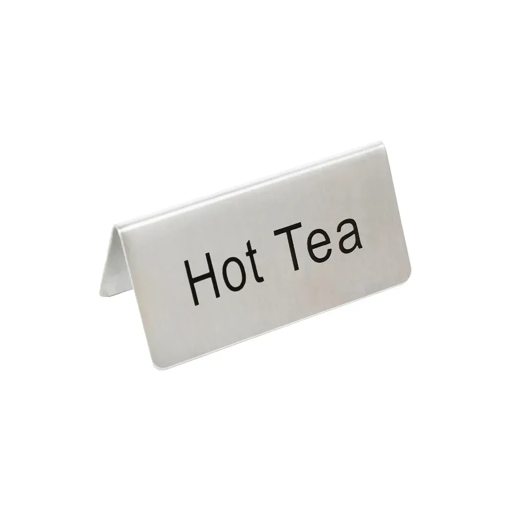 Thunder Group SLTS3152 Hot Tea Table Tent Sign, Stainless Steel, 3" x 1-1/2" x 1-3/8"