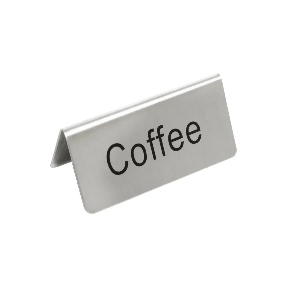 Thunder Group SLTS3154 Coffee Table Tent Sign, Stainless Steel, 3" x 1-1/2" x 1-3/8"