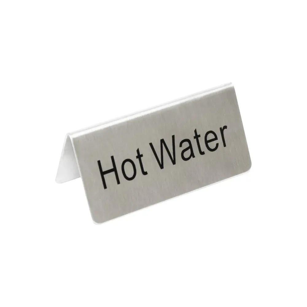 Thunder Group SLTS3155 Hot Water Table Tent Sign, Stainless Steel, 3" x 1-1/2" x 1-3/8"