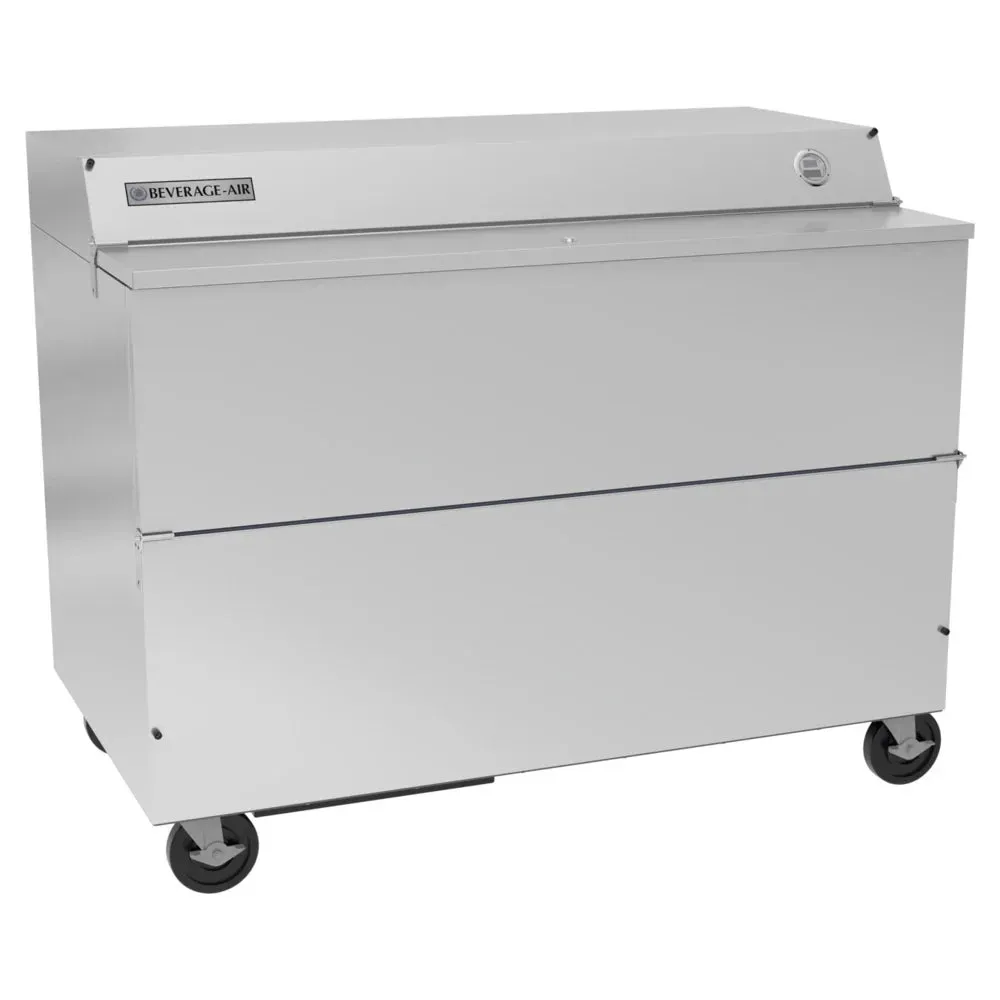 Stainless steel forced-air milk cooler by Beverage-Air, providing powerful airflow, corrosion resistance, and reliable dairy preservation.
