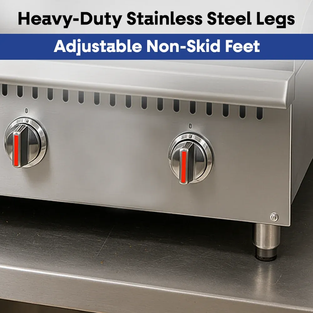 Serv-Ware SMGS-36 36" Manual Griddle, 3 Burners, Stainless Steel, Natural Gas, 30,000 BTU/H