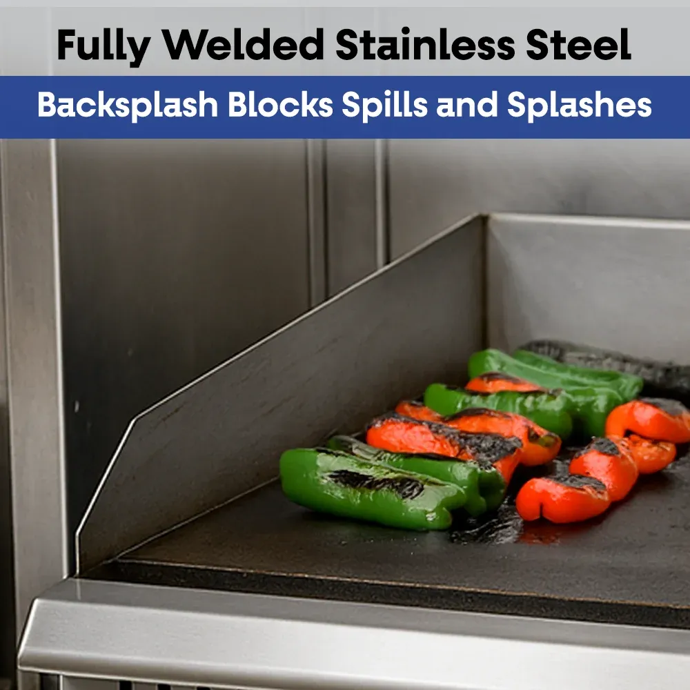 Serv-Ware SMGS-36 36" Manual Griddle, 3 Burners, Stainless Steel, Natural Gas, 30,000 BTU/H