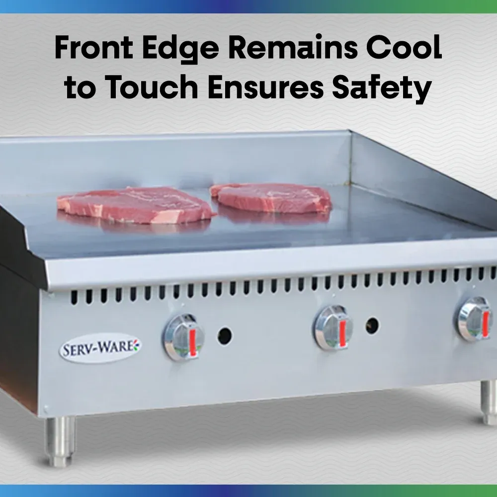 Serv-Ware SMGS-48 48" Manual Griddle with 4 Burners, Stainless Steel, Gas, 30,000 BTU/H