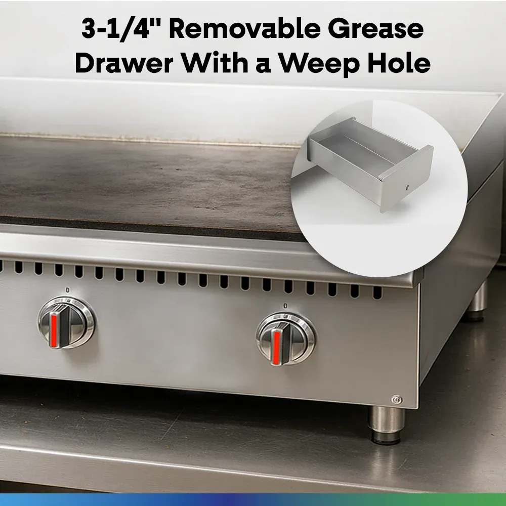 Serv-Ware SMGS-48 48" Manual Griddle with 4 Burners, Stainless Steel, Gas, 30,000 BTU/H