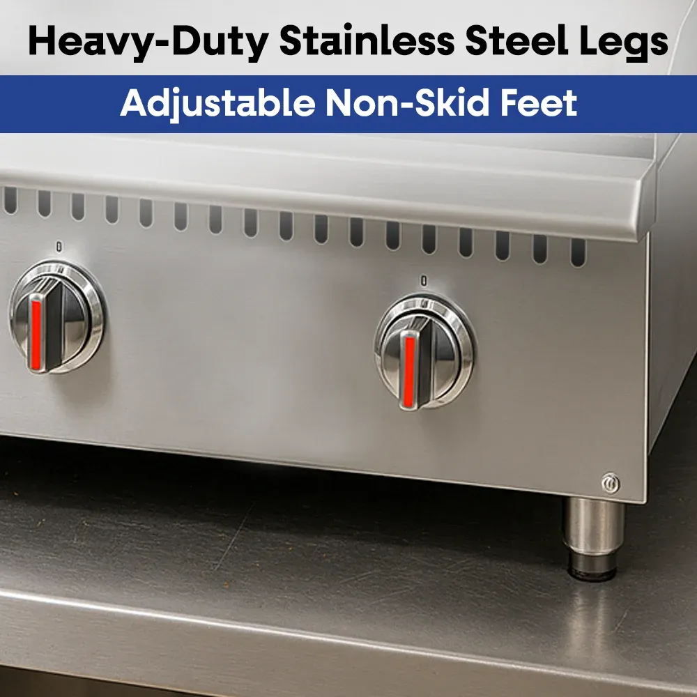 Serv-Ware SMGS-48 48" Manual Griddle with 4 Burners, Stainless Steel, Gas, 30,000 BTU/H