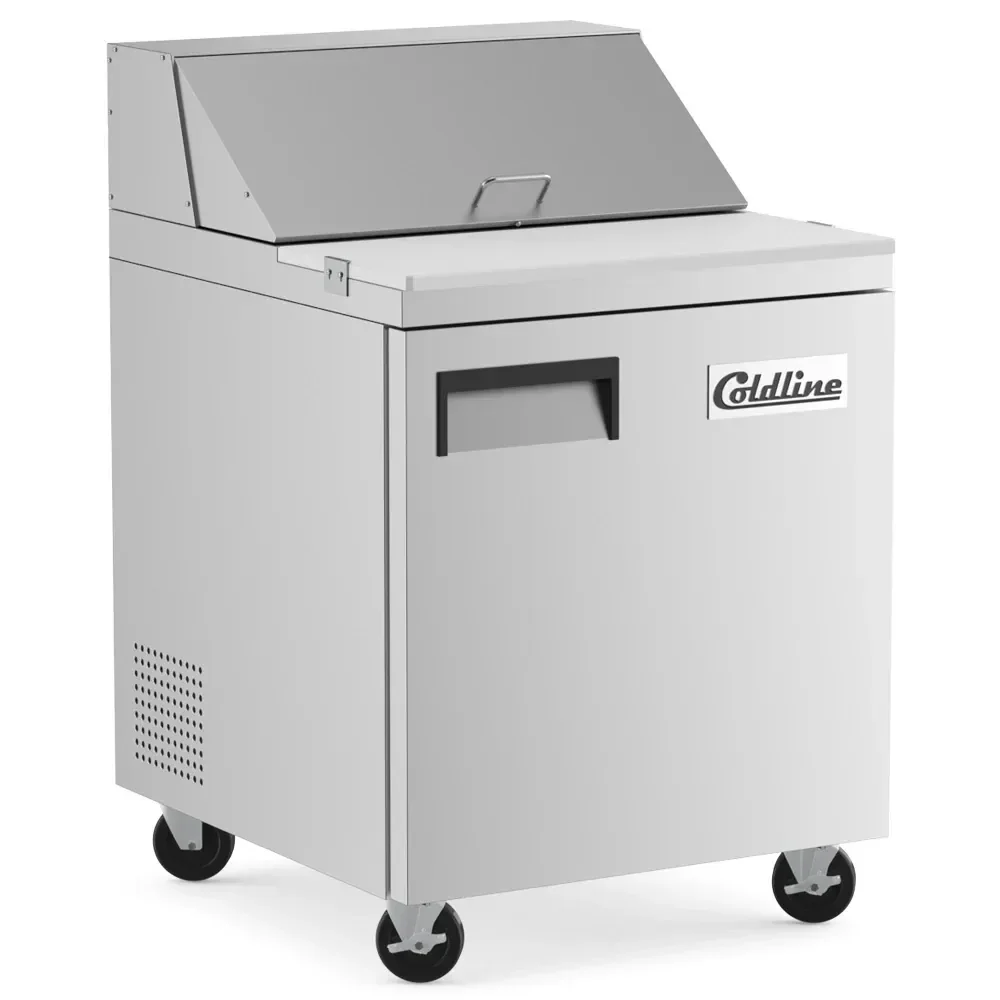 Coldline 27" Sandwich / Salad Prep Table, 430 Stainless Steel, 1 Door, 8 Pans, 1 Year Warranty
