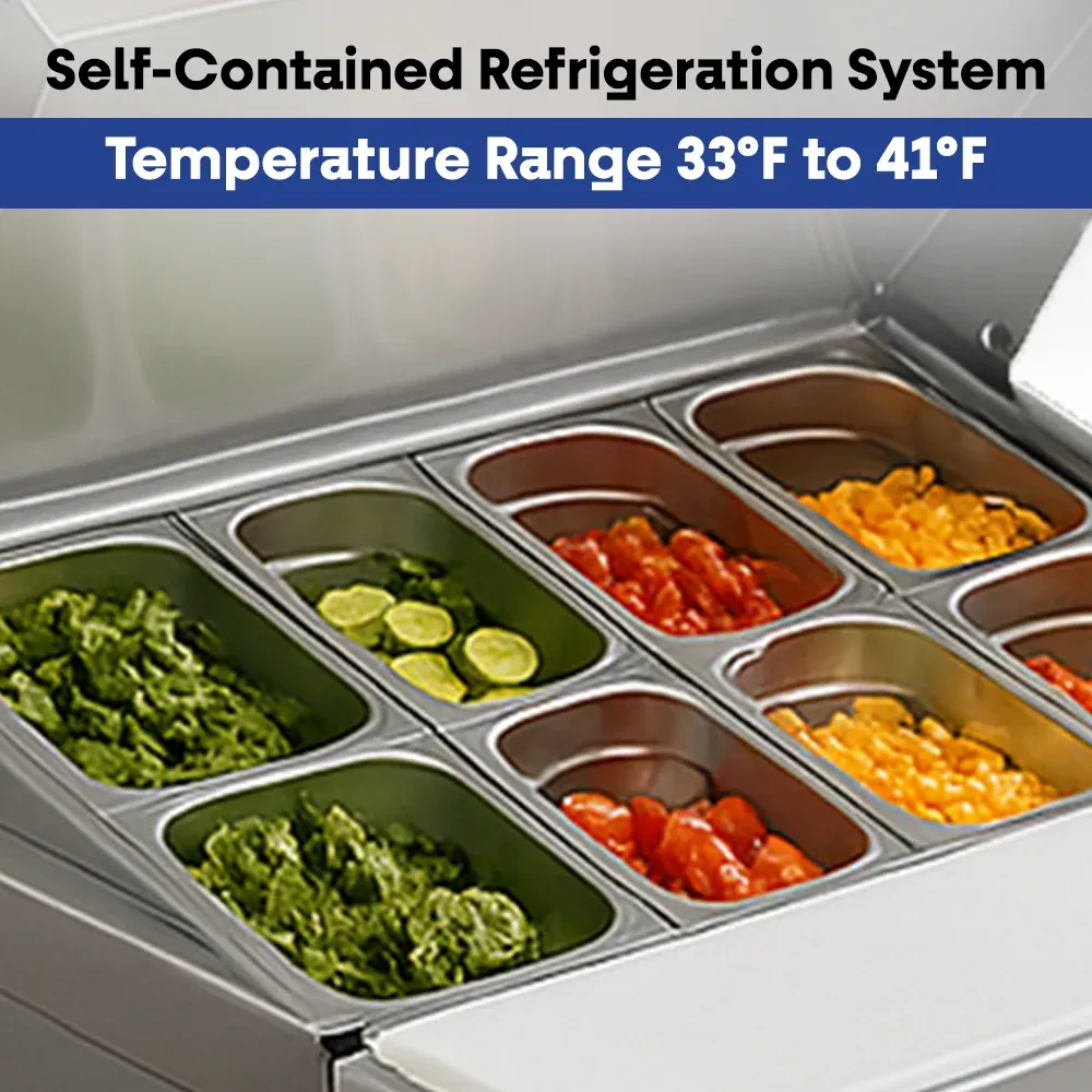 Serv-Ware SP29-8-HC 29" Sandwich Prep Table, 1 Solid Door, 8 Pan Capacity, Stainless Steel, 7 cu.ft.