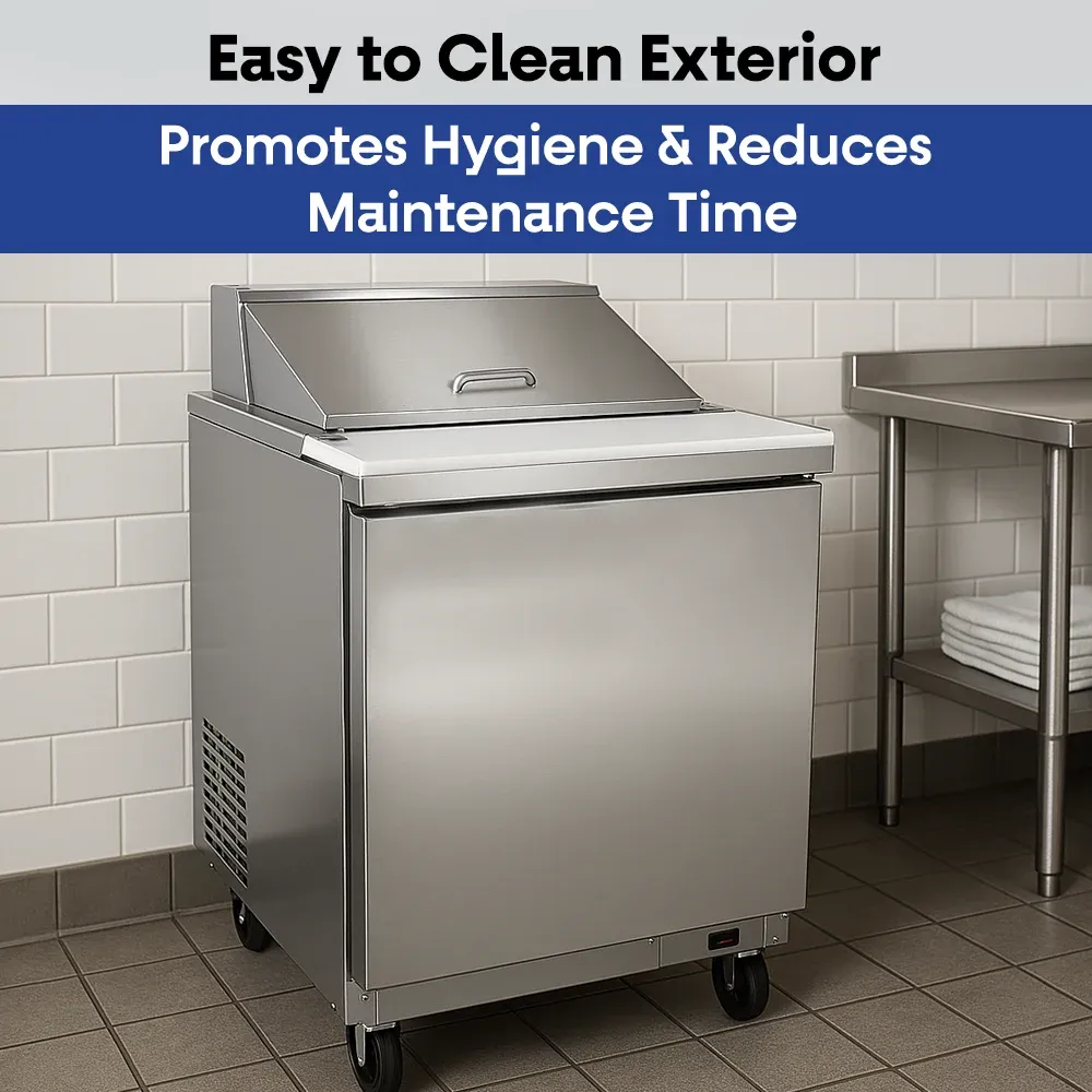 Serv-Ware SP29-8-HC 29" Sandwich Prep Table, 1 Solid Door, 8 Pan Capacity, Stainless Steel, 7 cu.ft.