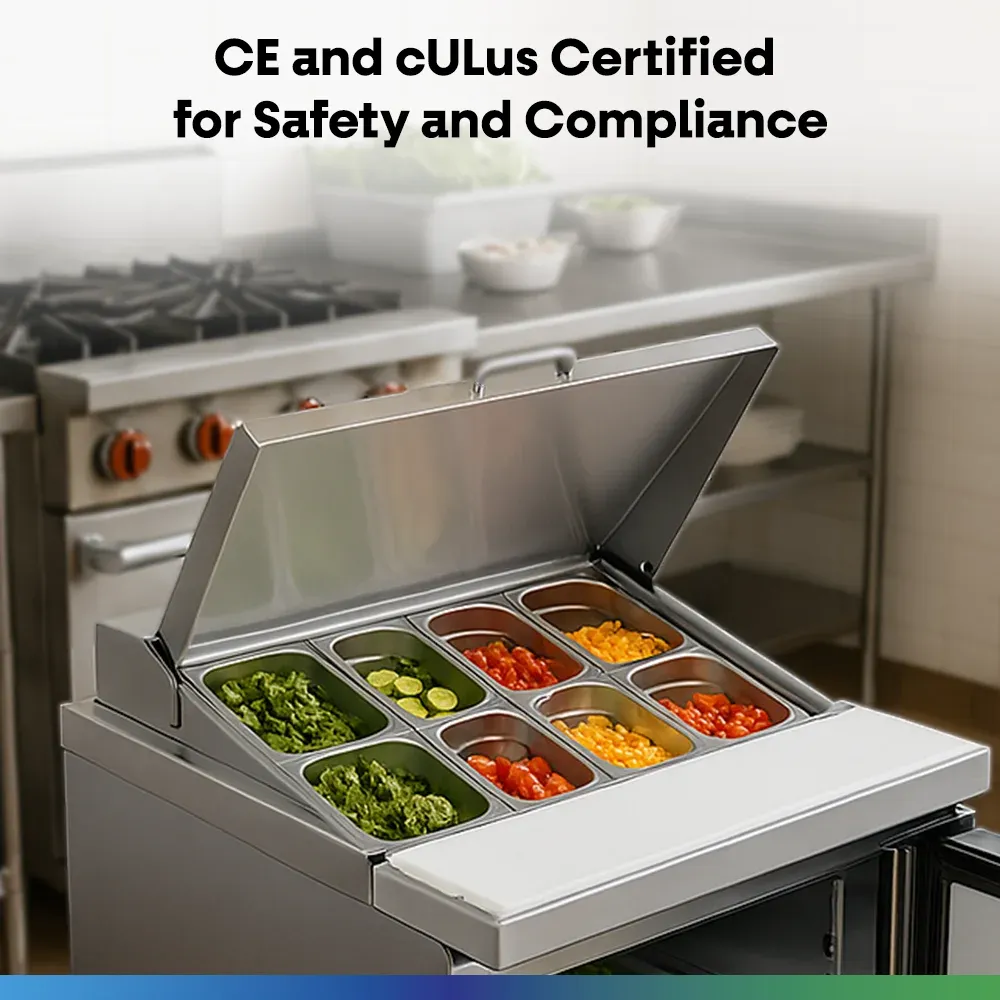 Serv-Ware SP29-8-HC 29" Sandwich Prep Table, 1 Solid Door, 8 Pan Capacity, Stainless Steel, 7 cu.ft.