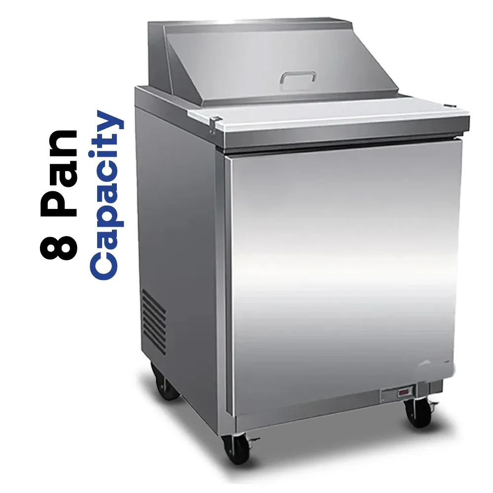 Serv-Ware SP29-8-HC 29" Sandwich Prep Table, 1 Solid Door, 8 Pan Capacity, Stainless Steel, 7 cu.ft.